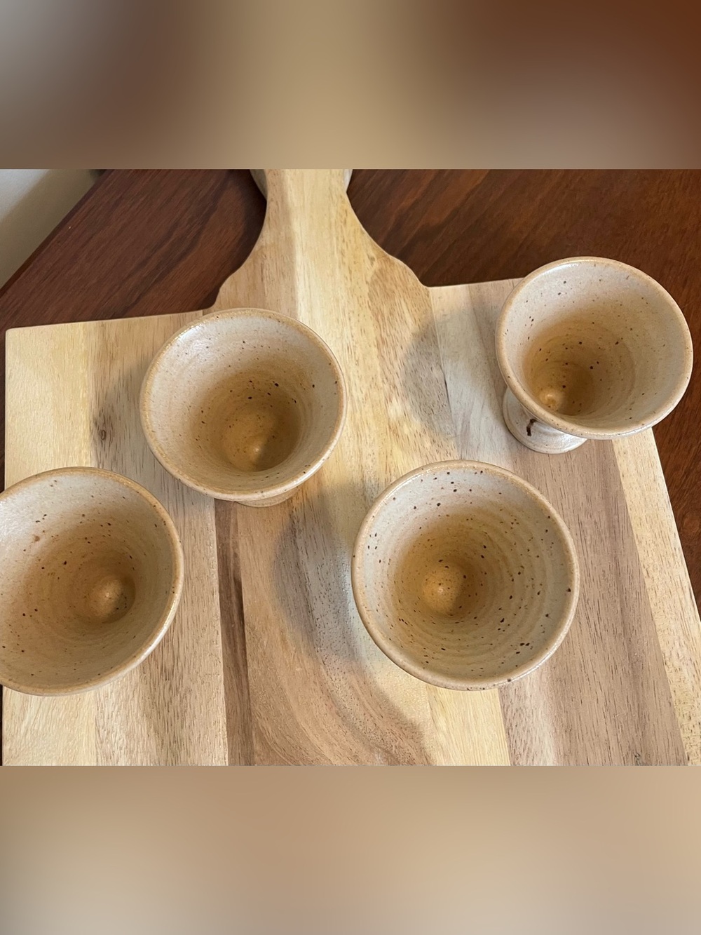 Studio Pottery Sake Cups with Floral Motif - Set of 4 - Picture 12 of 12